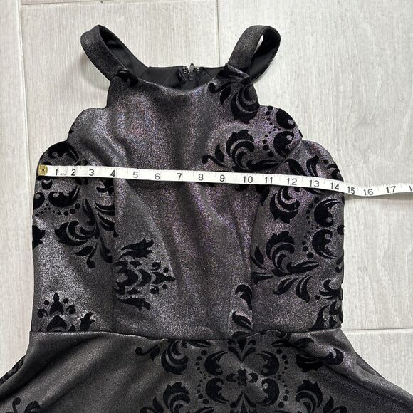 Fairygoth Silver And Black dress Velvet Design Fit and Flare Whimsigoth SZ XL - Picture 8 of 12